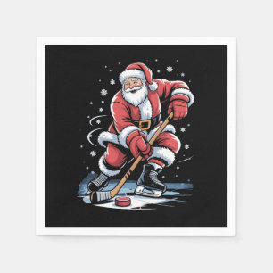 Kerstman speelt ijshockey Kerstmis Servet