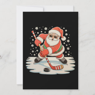Kerstman speelt ijshockey Kerstmis Xmas Sport Feestdagenkaart