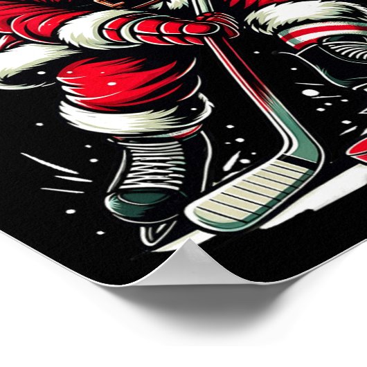 Kerstman speelt ijshockey poster (Hoek)
