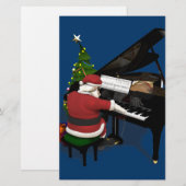 Kerstman speelt piano briefpapier (Voorkant / Achterkant)