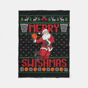 Kerstman speelt Sketll lelijke kersttrui Swishm Fleece Deken