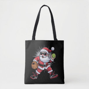 Kerstman speelt softbal als werper Kerstsporten Draagtas