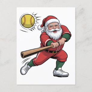 Kerstman speelt softbal Kerstspeler Sport Feestdagenkaart