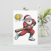 Kerstman speelt softbal Kerstspeler Sport Kaart (Staand voorkant)