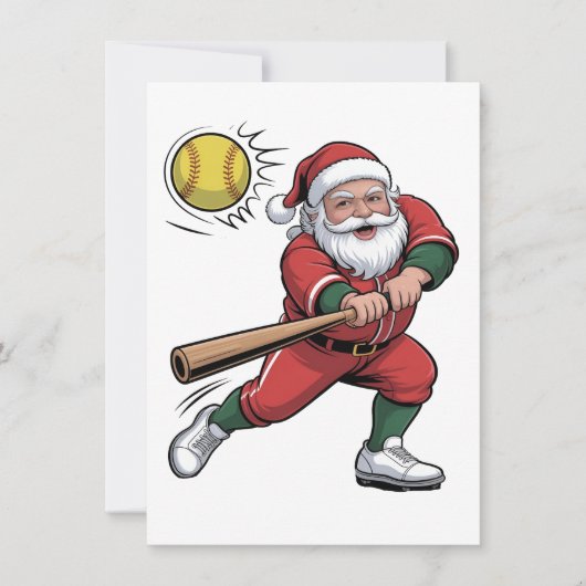Kerstman speelt softbal Kerstspeler Sport Kaart (Voorkant)