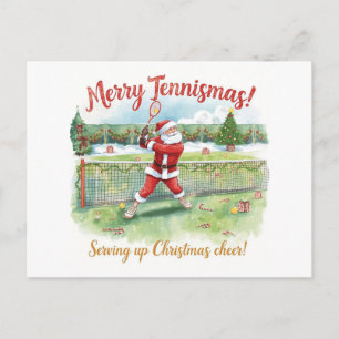 Kerstman speelt tennis Kerstvakantie Feestdagenkaart