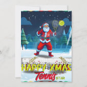 Kerstman speelt tennis vintage kerstkaart (Voorkant)