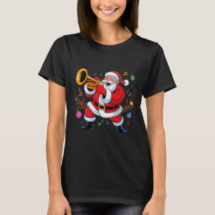 Kerstman speelt trompet Grappige Kerstvakantie Ker T-shirt
