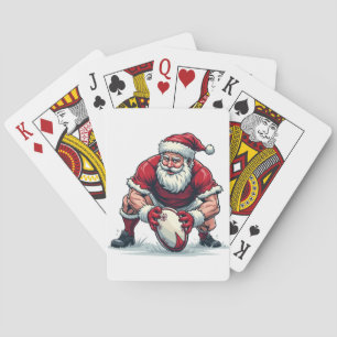 Kerstman speelt voetbal fantasie Kerst speler Pokerkaarten