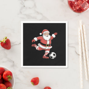 Kerstman Speelt Voetbal Kerst Sport Servet