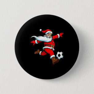Kerstman Speelt Voetbal Kerst Sport Vrouwen Mannen Ronde Button 5,7 Cm