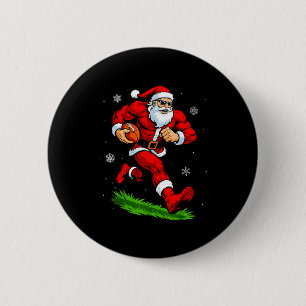 Kerstman speelt voetbal Kerstmis Funny Christmas V Ronde Button 5,7 Cm