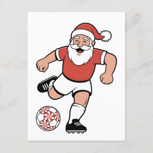 Kerstman speelt voetbal Kerstspeler Sport  Aankondigingskaart
