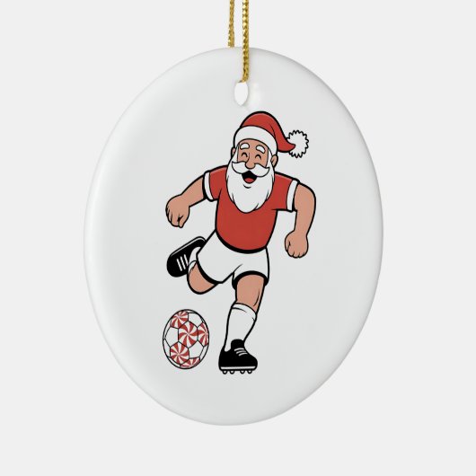 Kerstman speelt voetbal Kerstspeler Sport Keramisch Ornament (Rechts)