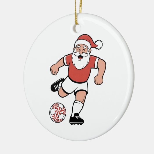 Kerstman speelt voetbal Kerstspeler Sport Keramisch Ornament (Links)