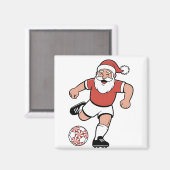 Kerstman speelt voetbal Kerstspeler Sport Magneet (Voorkant / Achterkant)