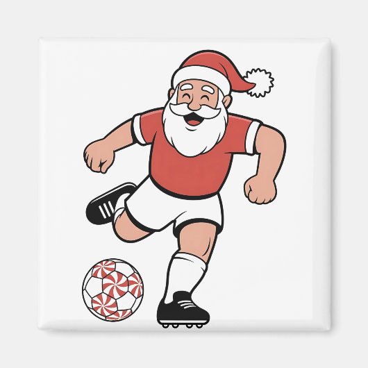 Kerstman speelt voetbal Kerstspeler Sport Magneet (Voorkant)