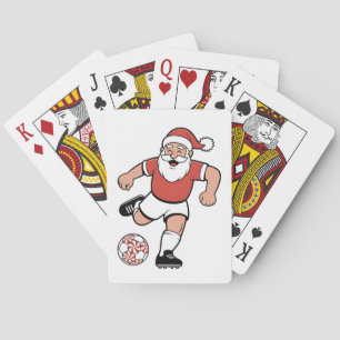 Kerstman speelt voetbal Kerstspeler Sport Pokerkaarten