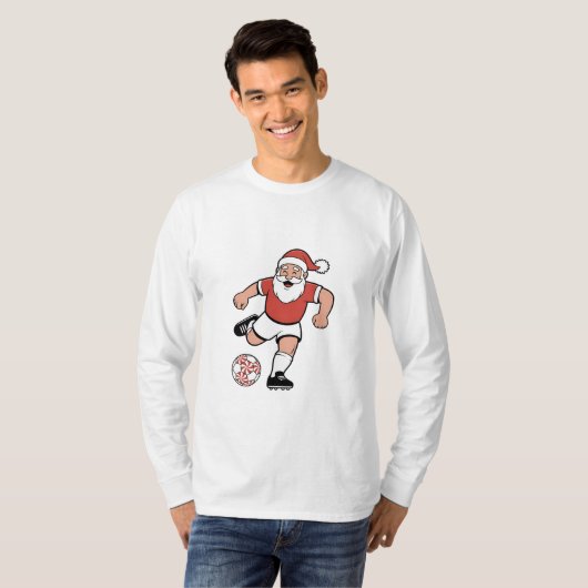 Kerstman speelt voetbal Kerstspeler Sport T-shirt (Voorkant volledig)