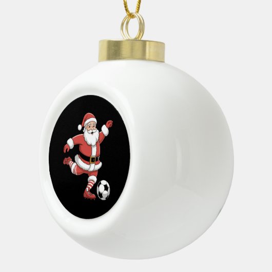 Kerstman speelt voetbal kerstsport keramische bal ornament (Rechts)