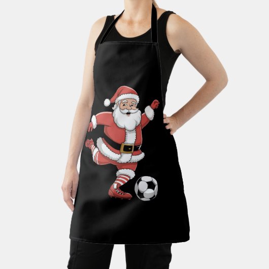 Kerstman speelt voetbal kerstsport schort (Insitu)