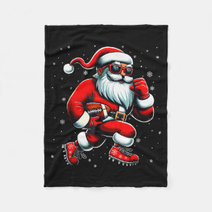 Kerstman speelt voetbal Mannen Jongens Kerst Voetb Fleece Deken