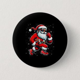 Kerstman speelt voetbal Mannen Jongens Kerst Voetb Ronde Button 5,7 Cm