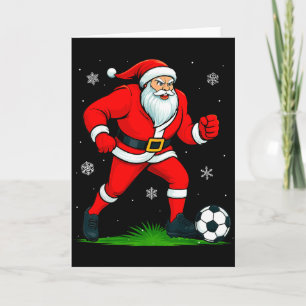 Kerstman speelt voetbal Xmas grappig kerst voetbal Kaart