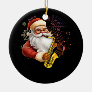 Kerstman spelen saxofoon muzikant Chr Keramisch Ornament