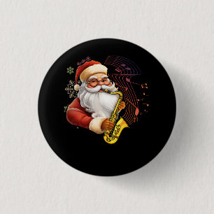 Kerstman spelen saxofoon muzikant Chr Ronde Button 3,2 Cm