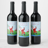 Kerstman spelen uit het water met Martini partij Wijn Etiket (Flessen)