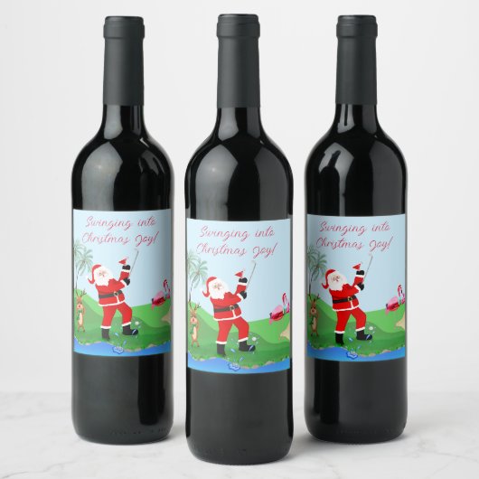 Kerstman spelen uit het water met Martini partij Wijn Etiket (Flessen)