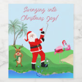 Kerstman spelen uit het water met Martini partij Wijn Etiket (Enkel label)