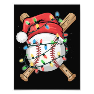 Kerstman sporten Kerstmis honkbalspeler Foto Afdruk