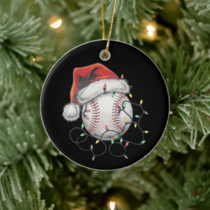 Kerstman sportieve kerst honkbalspeler keramisch ornament