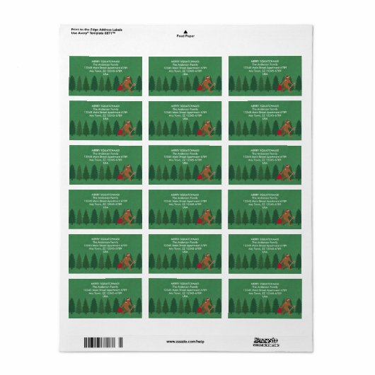 Kerstman Squatch Kerstmis Bigfoot Sasquatch Grappi Etiket (Full Sheet)
