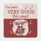 Kerstman stop hier naam schattige muis roze metalen ornament (Achterkant)