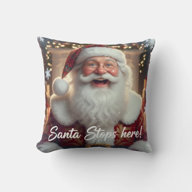 Kerstman stopt hier!  kussen (Voorkant)