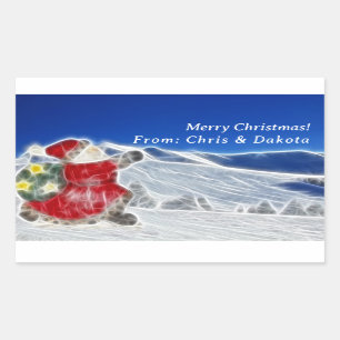 Kerstman, stormend door de sneeuw Kerstmis Rechthoekige Sticker