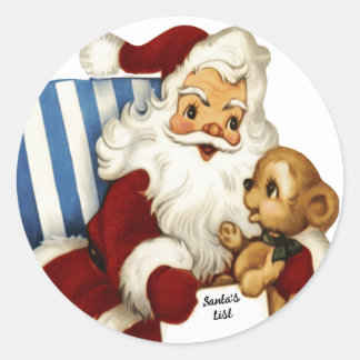 Kerstman Stoute Nette Lijst Teddybeer Ronde Sticker