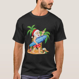 Kerstman Surfen Kerstmis in juli Surfer Family Mat T-shirt