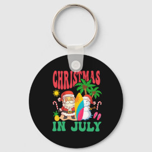 Kerstman surft Hawaiaanse strand Kerstmis in juli Sleutelhanger