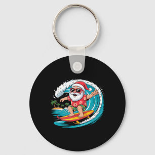 Kerstman surft Hawaiaanse strand Kerstmis in juli Sleutelhanger