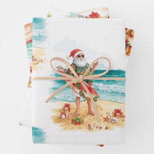 Kerstman surft Kerst Inpakpapier Vel