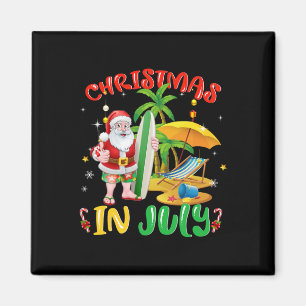 Kerstman Surft Kerstmis In Juli Kerstman Surfer Fa Magneet