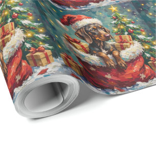 Kerstman tas Duitse Staande Pointer Cadeaupapier