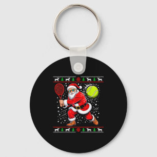Kerstman Tennisspeler Kerstmis Xmas Grappig Vakant Sleutelhanger
