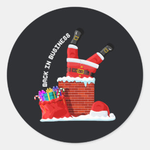 Kerstman terug in het bedrijf — Grappige Kerstscho Ronde Sticker