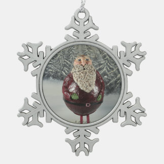 kerstman tin sneeuwvlok ornament