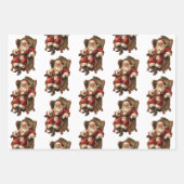  kerstman traditioneel kerstpatroon inpakpapier vel (Voorkant)